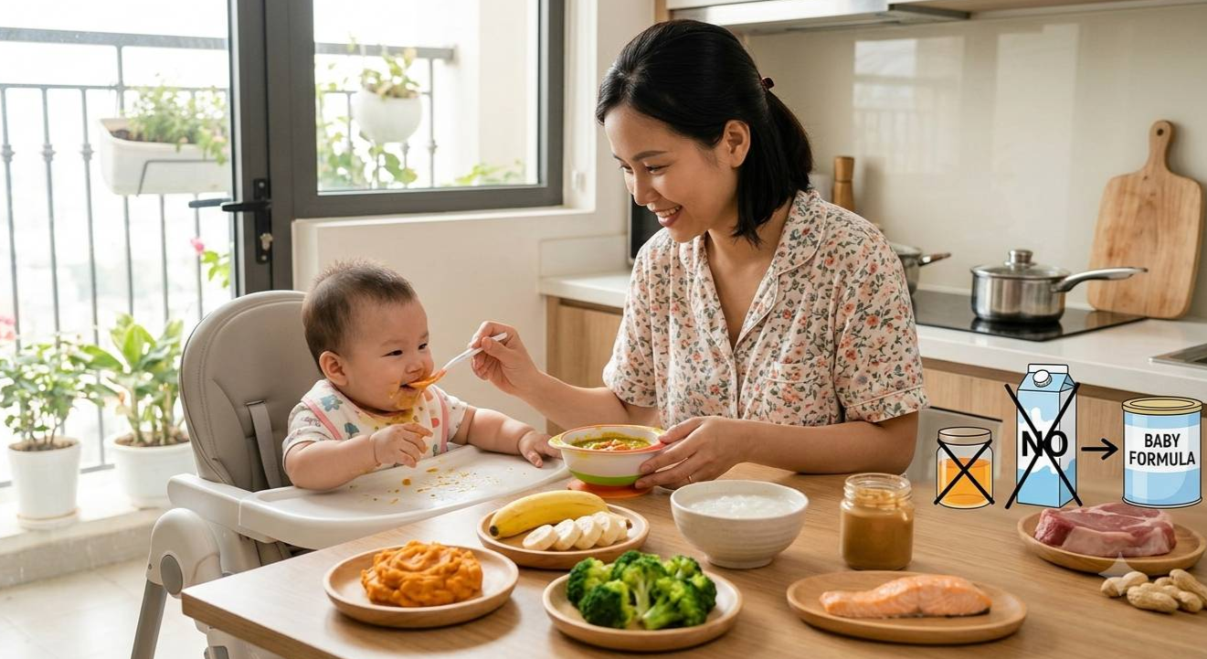 Hành trình ăn dặm an toàn: 8 loại thực phẩm mẹ cần tuyệt đối tránh cho bé dưới 1 tuổi